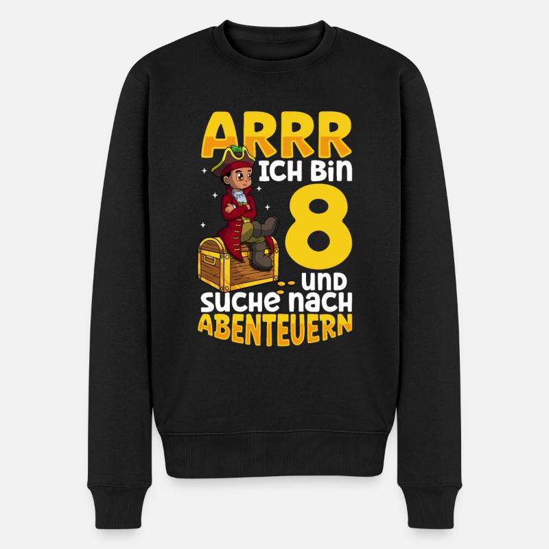 Ich bin 8 - Jungen Pirat - Männer Premium Bio Pullover - Schwarz