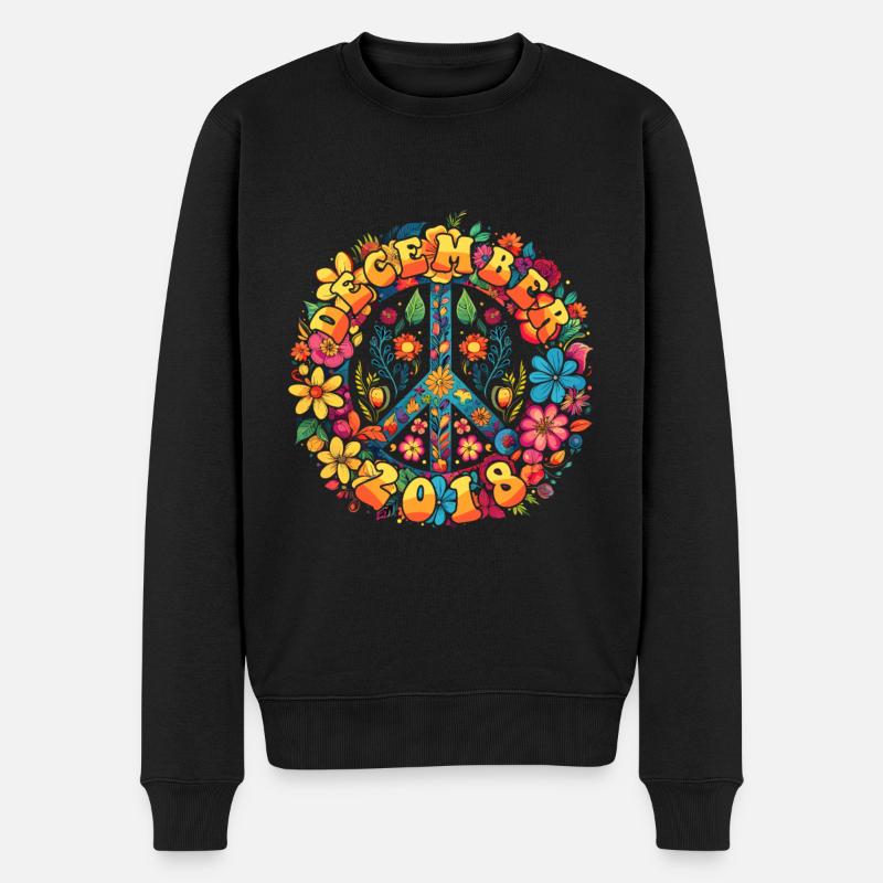 Flower Power Hippie Geburstag - Dezember 2018 - Männer Premium Bio Pullover - Schwarz