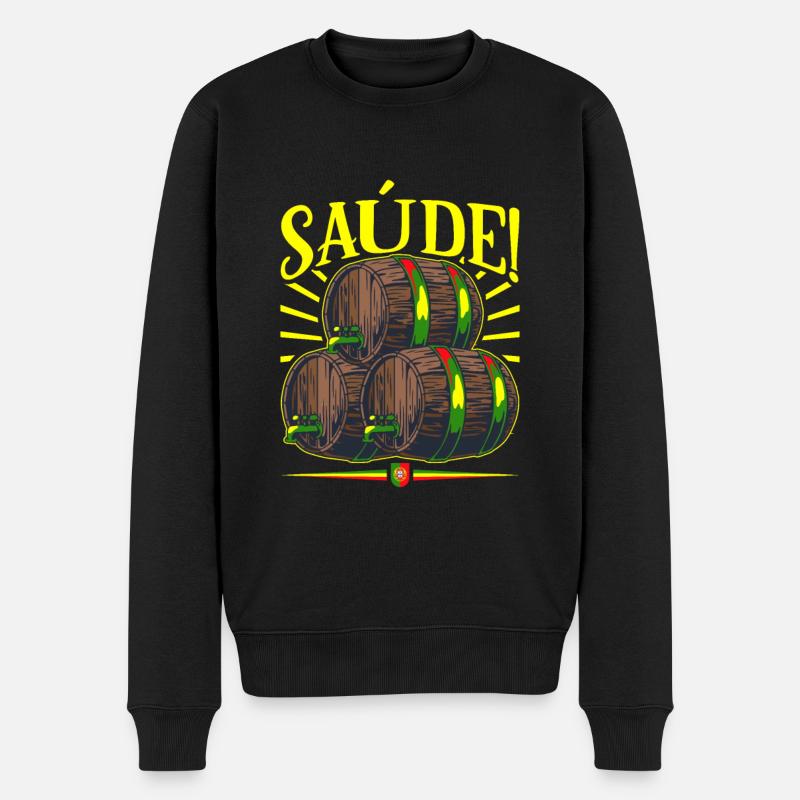 Saúde - Portugal Trinkspruch - Männer Premium Bio Pullover - Schwarz
