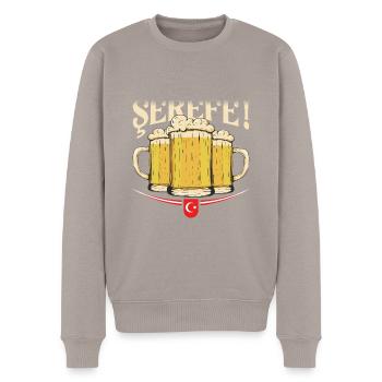 Serefe - Türkei Trinkspruch - Männer Premium Bio Pullover - Taupe - Vorne - Nico (187cm)