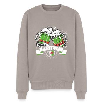Iechyd da - Wales Trinkspruch - Männer Premium Bio Pullover - Taupe - Vorne - Nico (187cm)
