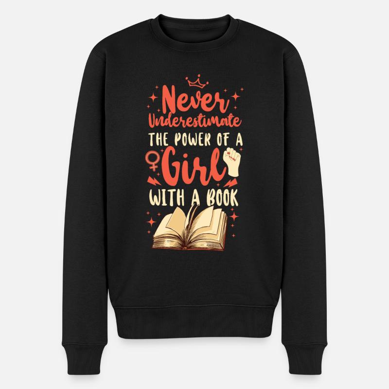 Feminist Never Underestimate The - Männer Premium Bio Pullover - Schwarz