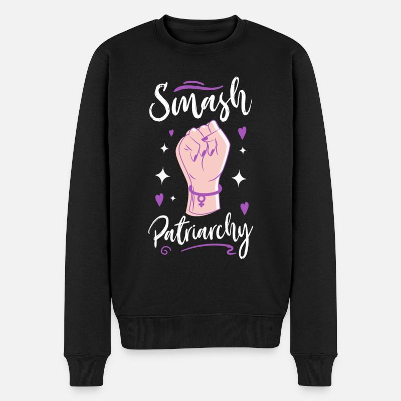 Feminist Smash Patriarchy - Männer Premium Bio Pullover - Schwarz
