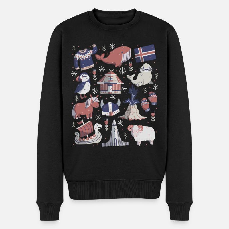 Island - Männer Premium Bio Pullover - Schwarz