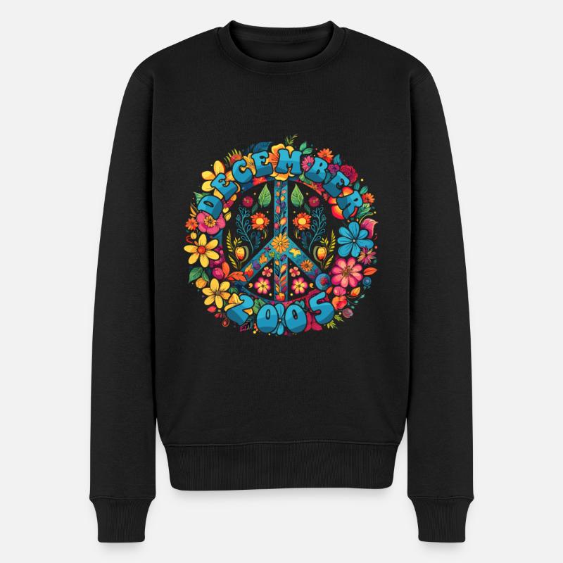 Flower Power Hippie Geburstag - Dezember 2005 - Männer Premium Bio Pullover - Schwarz