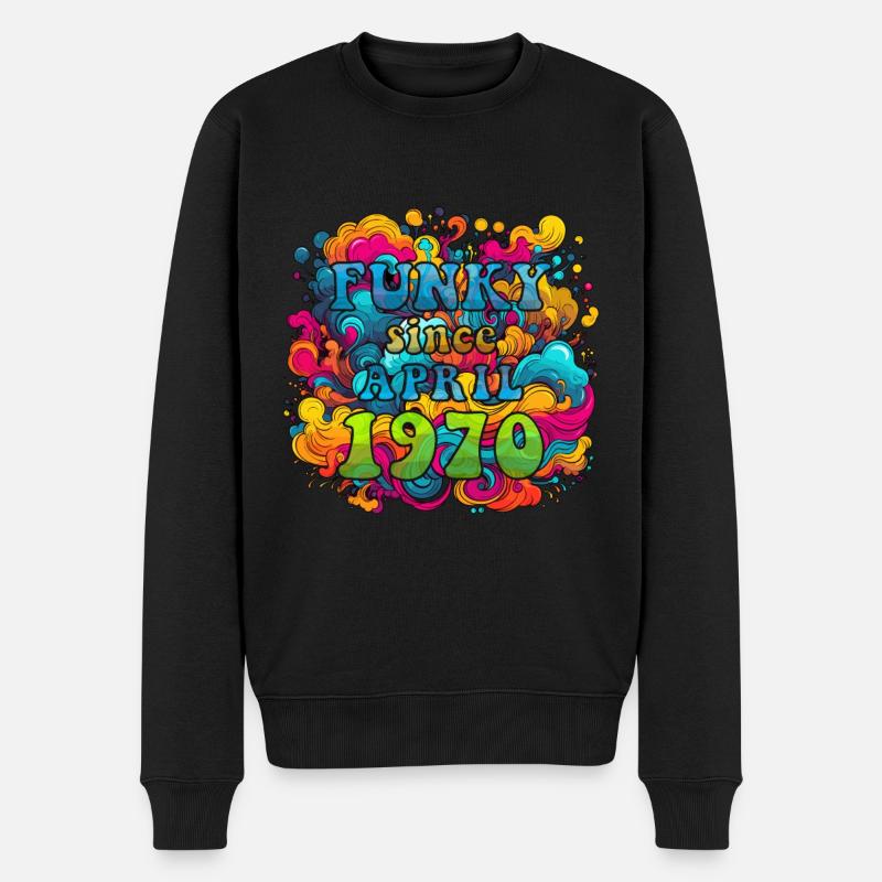 Funky Geburtstag: April 1970 - Psychadelic - Männer Premium Bio Pullover - Schwarz