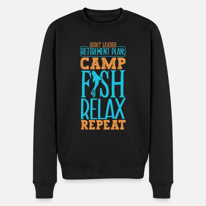Pläne für den Ruhestand - Camping und Fischen - Männer Premium Bio Pullover - Schwarz