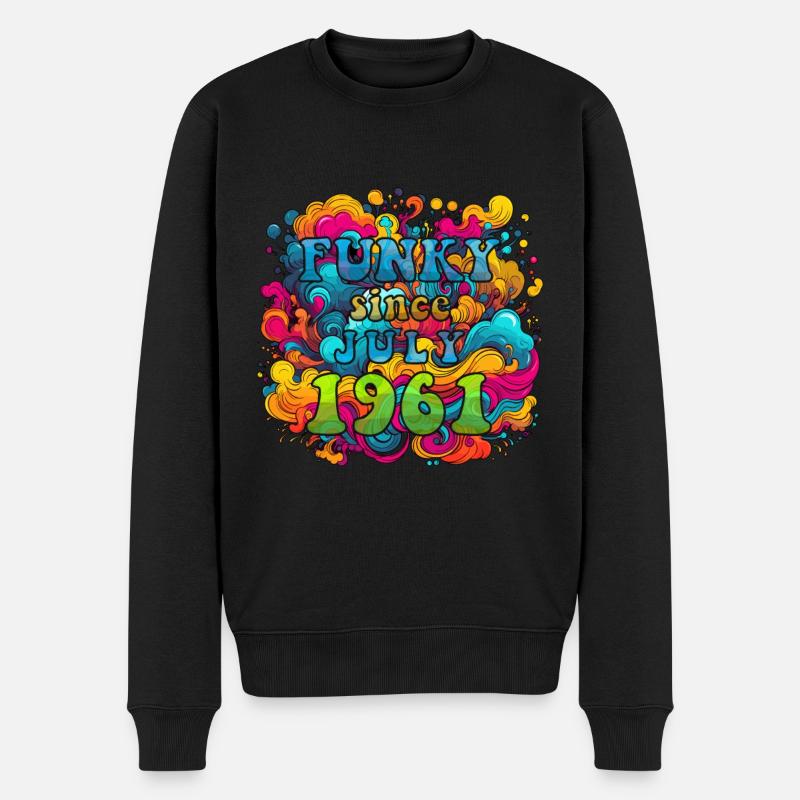Funky Geburtstag: Juli 1961 - Psychadelic - Männer Premium Bio Pullover - Schwarz