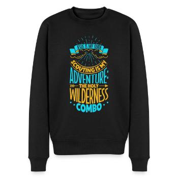 Jesus hilft dem Pfadfinder - Männer Premium Bio Pullover - Schwarz - Vorne - Nico (187cm)