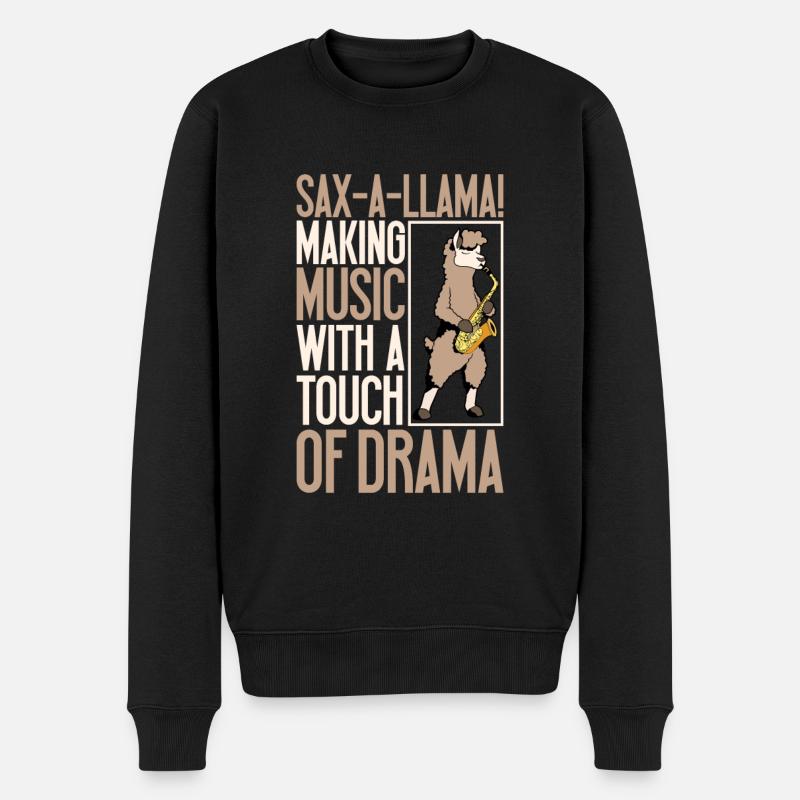 Lama au saxophone - Pull Premium bio Homme - noir