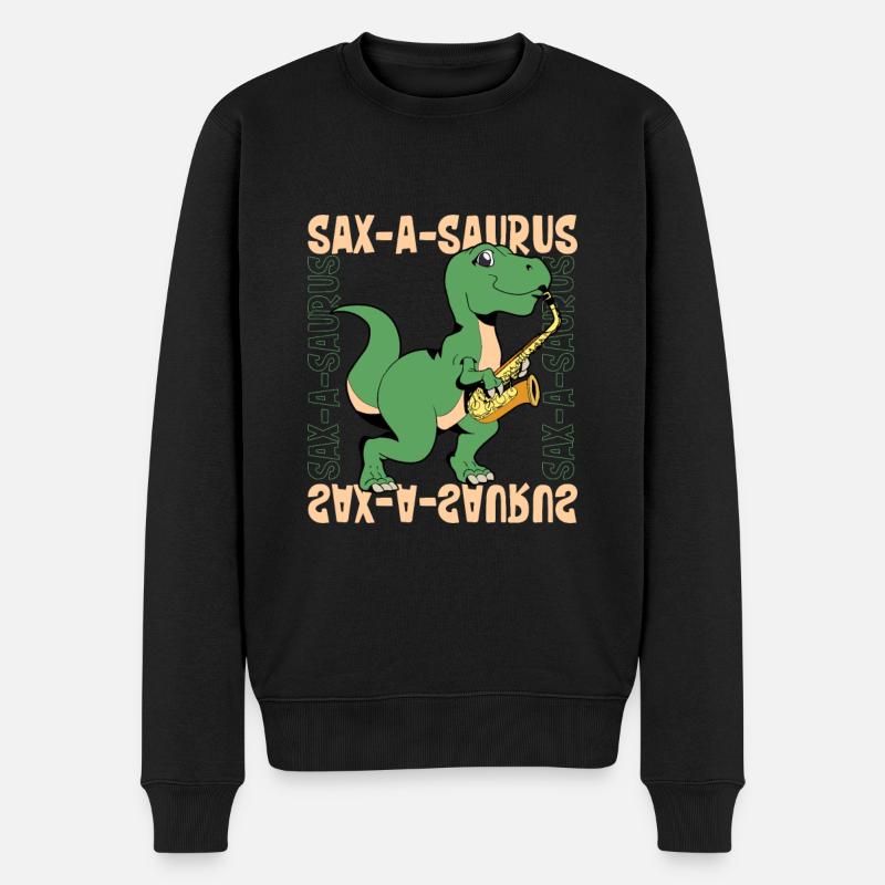 Sax-A-Saurus - TREX on saxophone - Men's Premium Organic Jumper - black