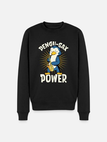 Pengu-Sax Power - Penguin on saxophone - Men's Premium Organic Jumper - black
