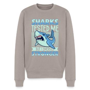 Les requins m’ont testé - attaque de requin - Pull Premium bio Homme - taupe - Devant - Nico (187cm)