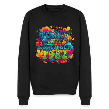 Funky Birthday: November 1982 - Psychadelic - Men's Premium Organic Jumper - black - Front - Nico (187cm)