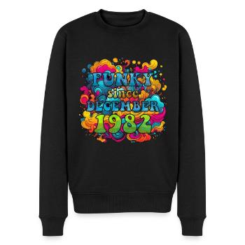 Funky Birthday: December 1982 - Psychadelic - Men's Premium Organic Jumper - black - Front - Nico (187cm)