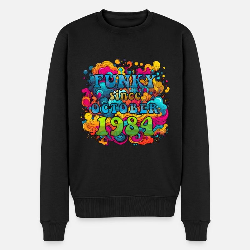 Funky Birthday: Octobre 1984 - Psychadelic - Pull Premium bio Homme - noir