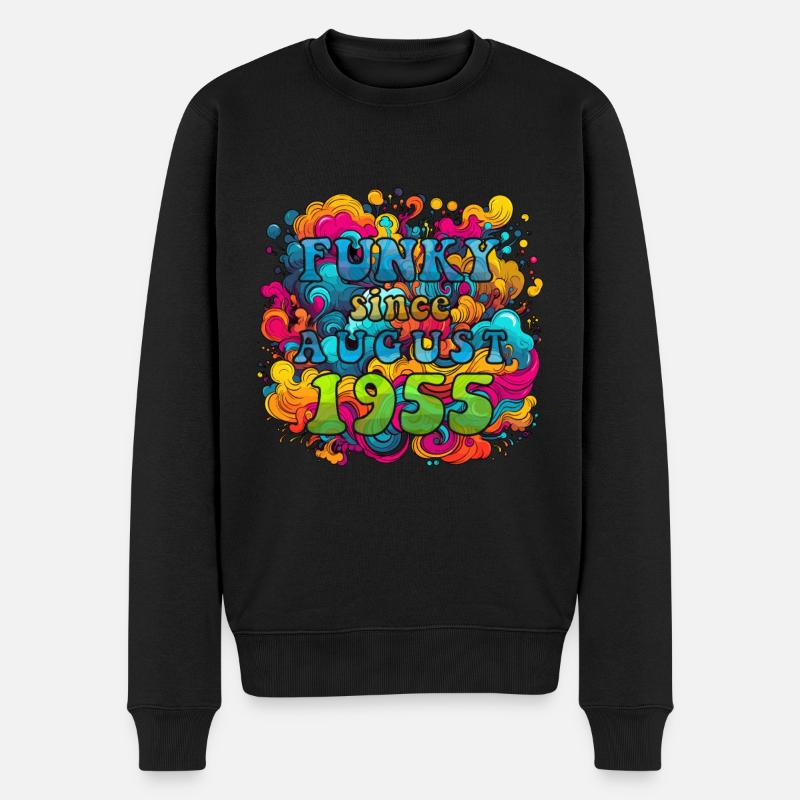 Funky Geburtstag: August 1955 - Psychadelic - Männer Premium Bio Pullover - Schwarz