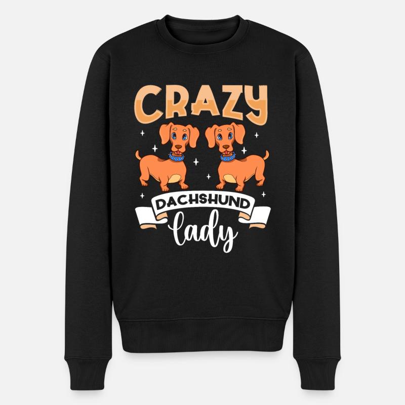 Crazy Dachshund Lady - Dackel - Men's Premium Organic Jumper - black