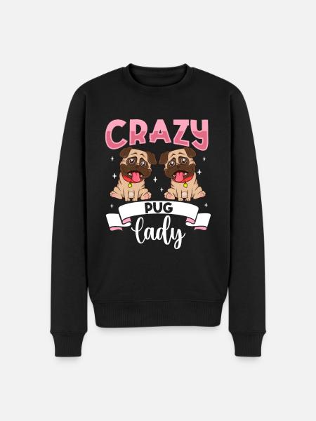 Crazy Pug Lady - Mops - Men's Premium Organic Jumper - black