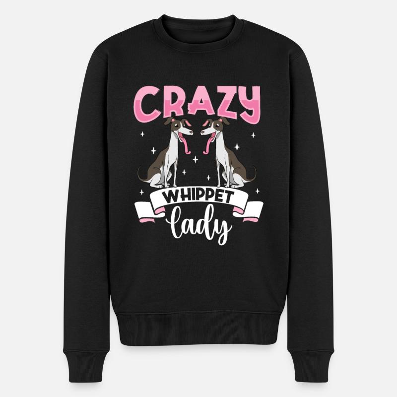 Crazy Whippet Lady - Whippet - Pull Premium bio Homme - noir