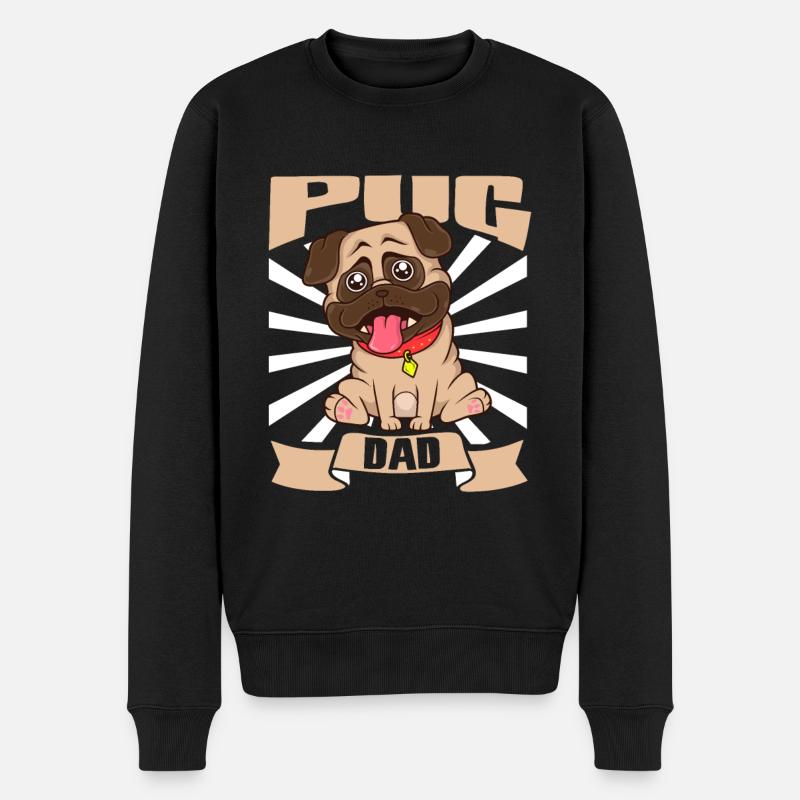Pug Dad - Mops - Pull Premium bio Homme - noir