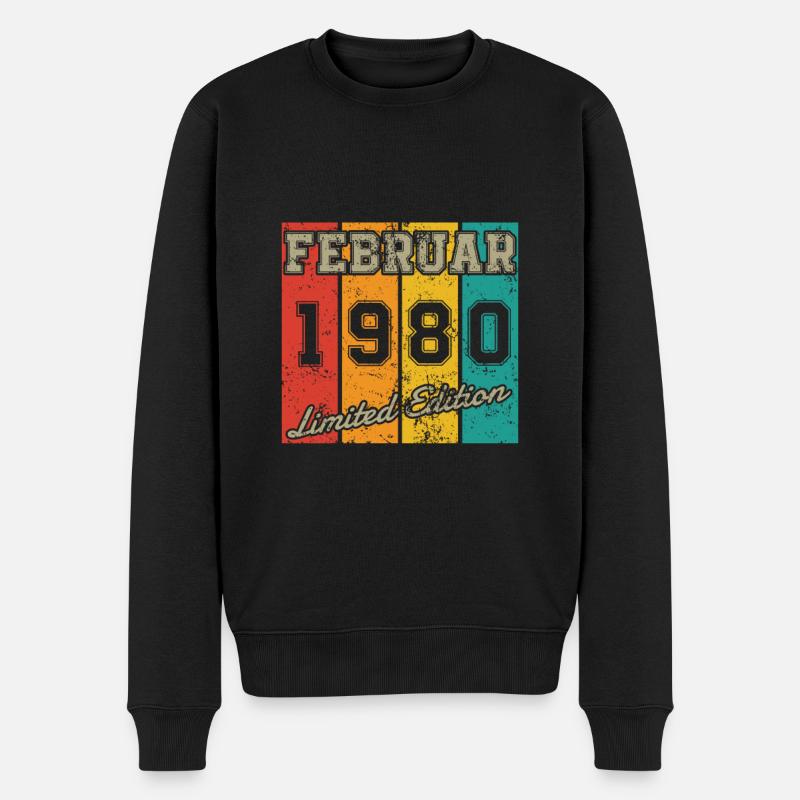 Geburtstag: Februar 1980 - Limited Edition Retro - Männer Premium Bio Pullover - Schwarz