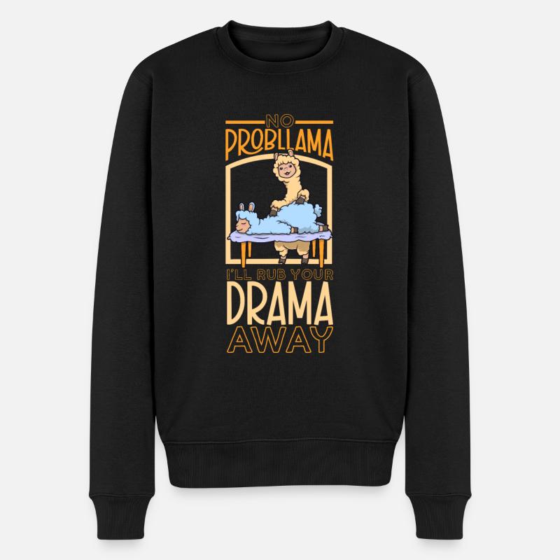 No Probllama - Massage - Männer Premium Bio Pullover - Schwarz
