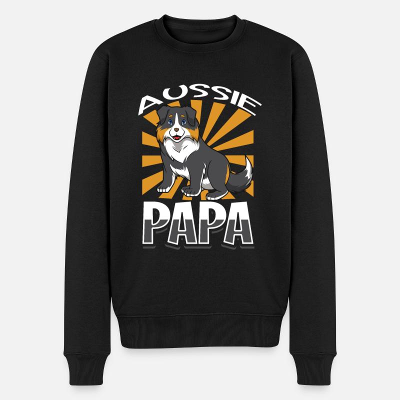 Aussie Papa - Australian Shepherd - Männer Premium Bio Pullover - Schwarz