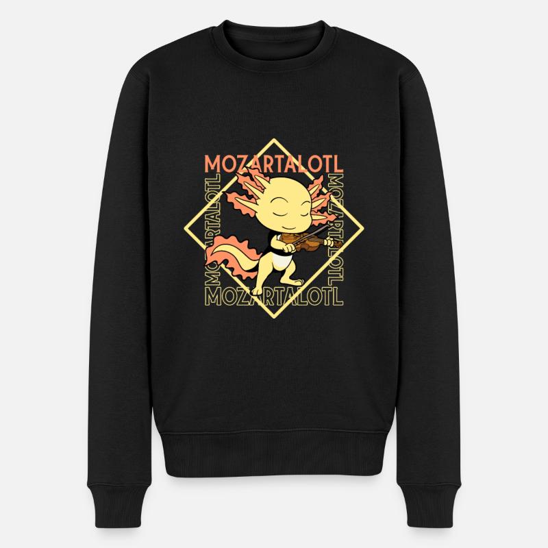 Mozartalotl - Axolotl an der Geige - Männer Premium Bio Pullover - Schwarz