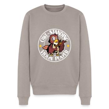 Hibou au violon - Pull Premium bio Homme - taupe - Devant - Nico (187cm)