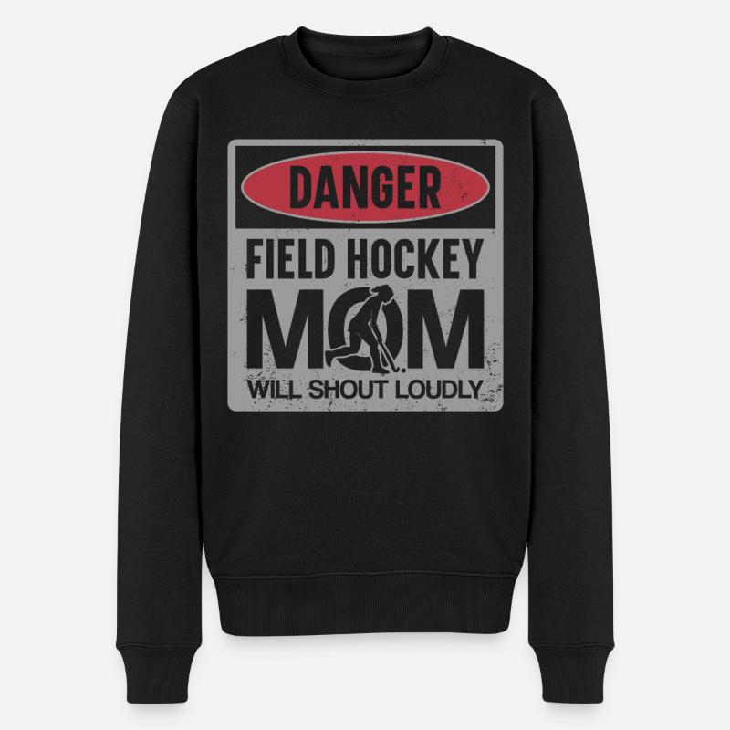 Field Hockey Mom Danger Field - Männer Premium Bio Pullover - Schwarz