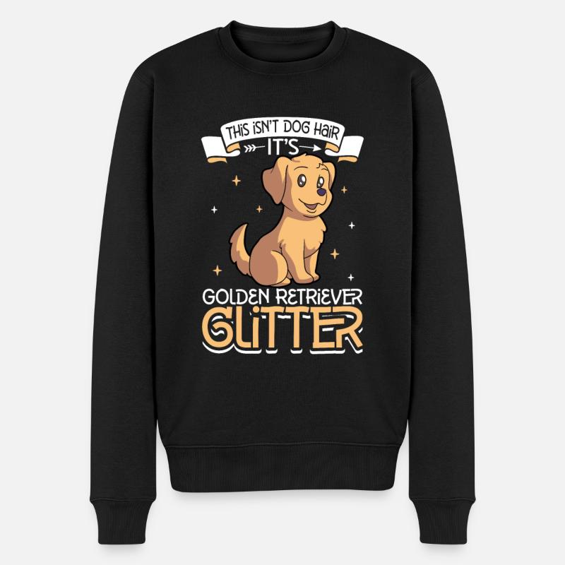 Golden Retriever Paillettes - Pull Premium bio Homme - noir