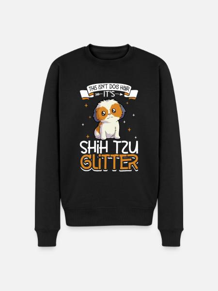 Shih Tzu Glitter - Men's Premium Organic Jumper - black