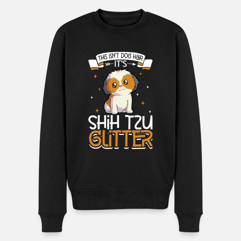 Shih Tzu Glitzer - Männer Premium Bio Pullover - Schwarz