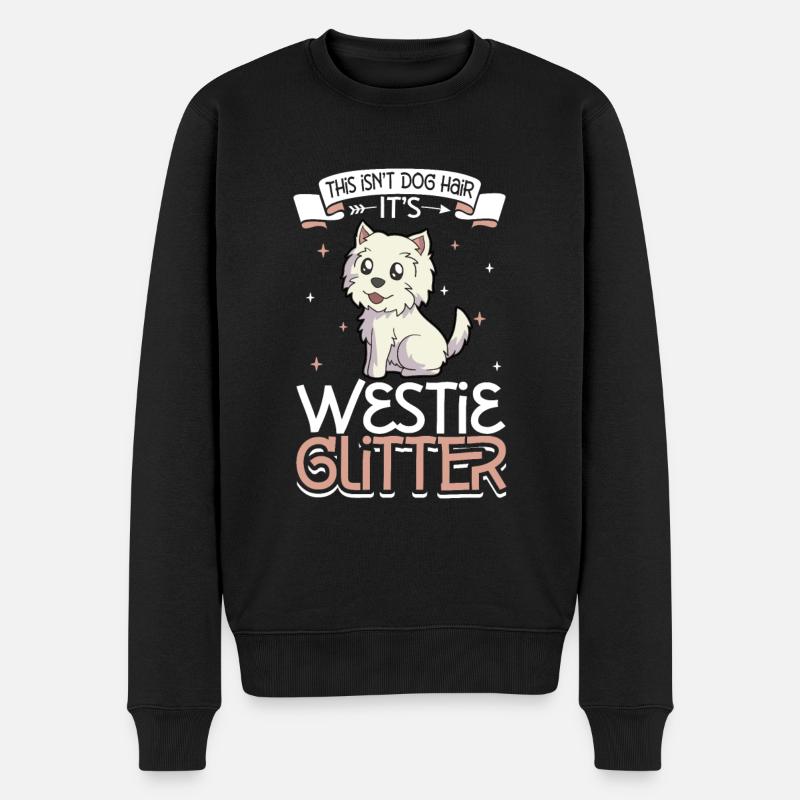 Westie Paillettes - Pull Premium bio Homme - noir