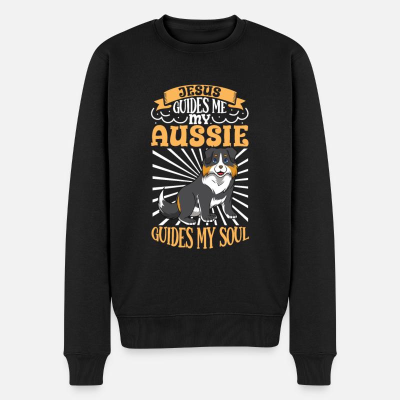 Jésus et mon berger australien - Pull Premium bio Homme - noir