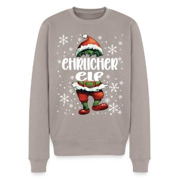 Weihnachtsoutfit Ehrlicher Elf - Männer Premium Bio Pullover - Taupe - Vorne - Nico (187cm)