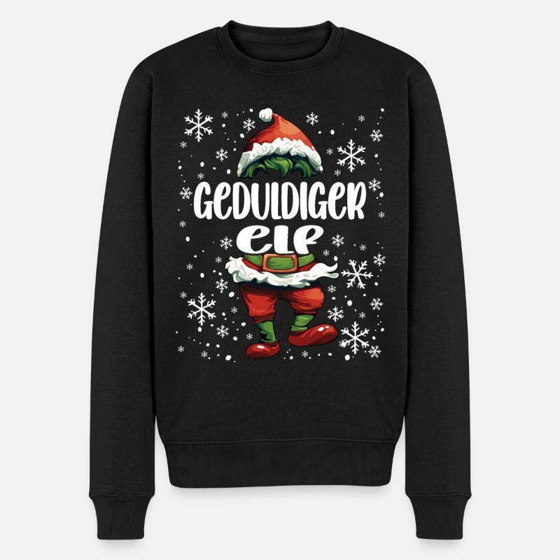 Weihnachtsoutfit Geduldiger Elf - Männer Premium Bio Pullover - Schwarz