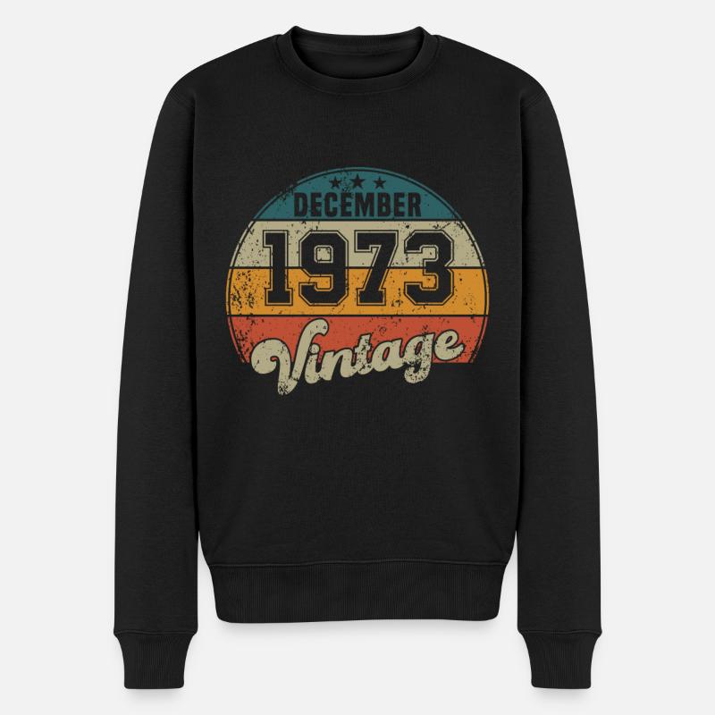 Vintage Geburtstag - Dezember 1973 - Geschenkidee - Männer Premium Bio Pullover - Schwarz
