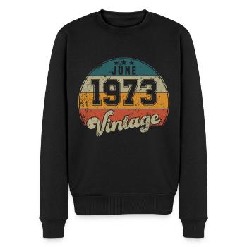 Vintage Geburtstag - Juni 1973 - Geschenkidee - Männer Premium Bio Pullover - Schwarz - Vorne - Nico (187cm)