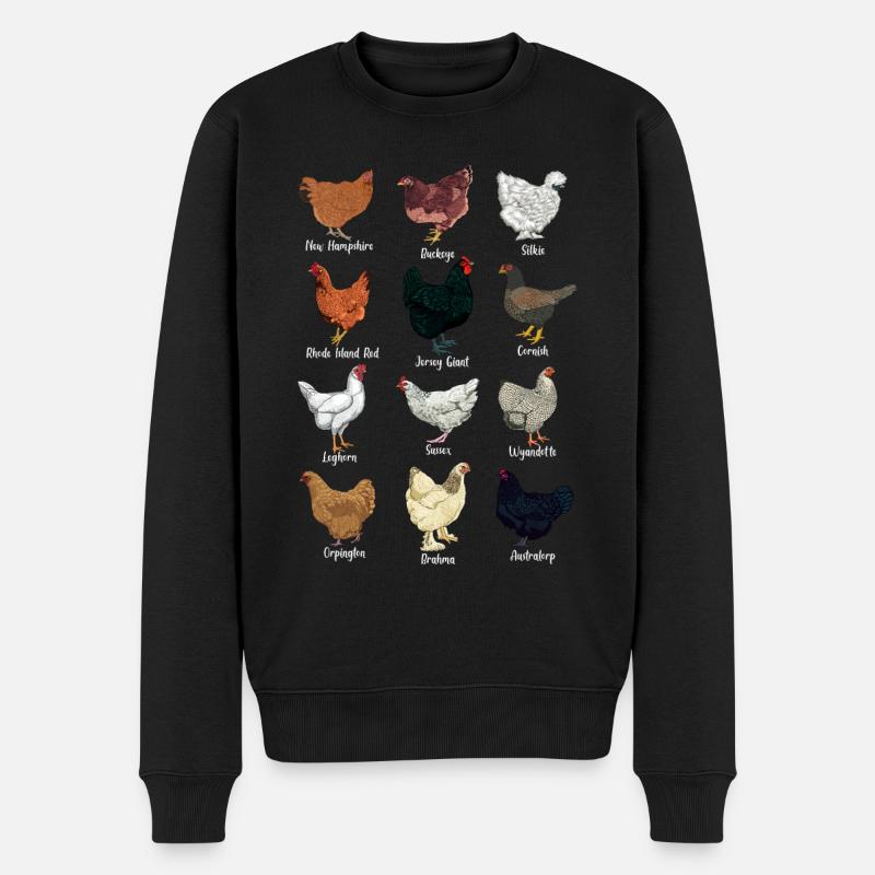 Hühner der Welt - Hühner - Männer Premium Bio Pullover - Schwarz