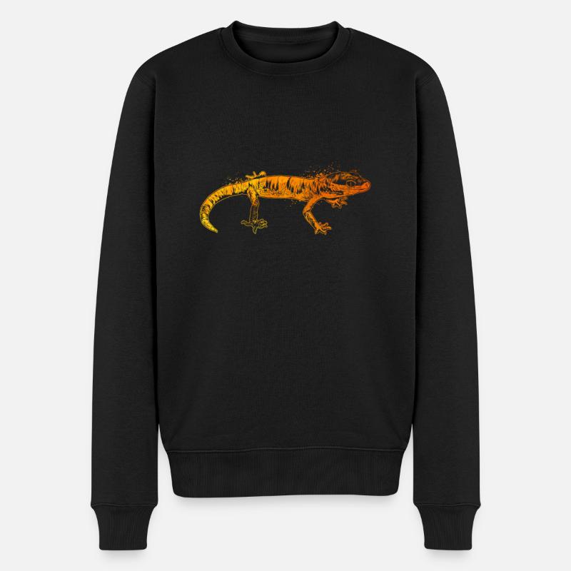 Farbenfroher Gecko - Männer Premium Bio Pullover - Schwarz