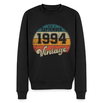 Vintage Geburtstag - September 1994 - Geschenkidee - Männer Premium Bio Pullover - Schwarz - Vorne - Nico (187cm)