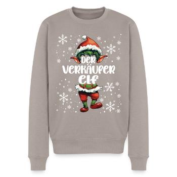 Weihnachtsoutfit Verkäufer Wichtel - Männer Premium Bio Pullover - Taupe - Vorne - Nico (187cm)