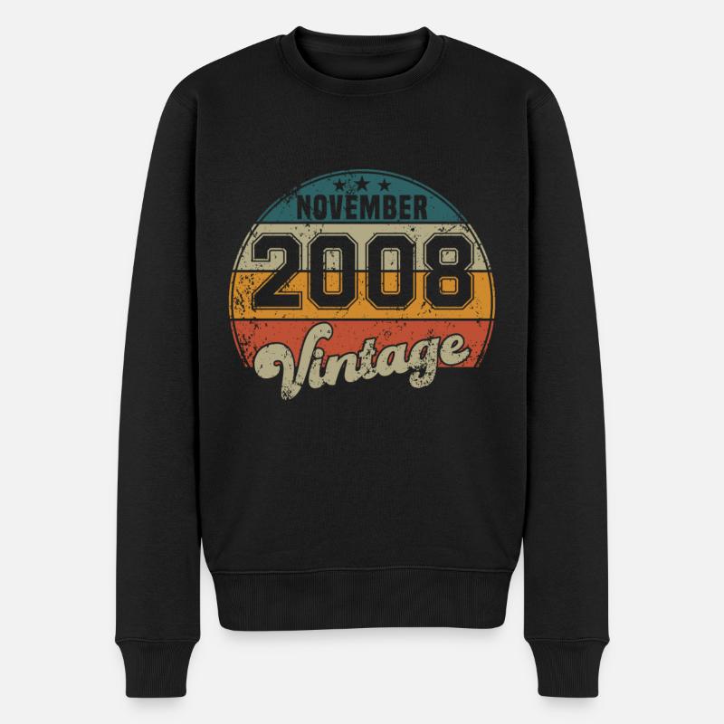 Vintage Geburtstag - November 2008 - Geschenkidee - Männer Premium Bio Pullover - Schwarz