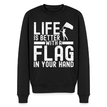 Drapeau agitant la fanfare garde de couleur - Pull Premium bio Homme - noir - Devant - Nico (187cm)