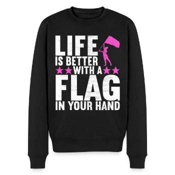 Drapeau agitant la fanfare garde de couleur - Pull Premium bio Homme - noir - Devant - Nico (187cm)
