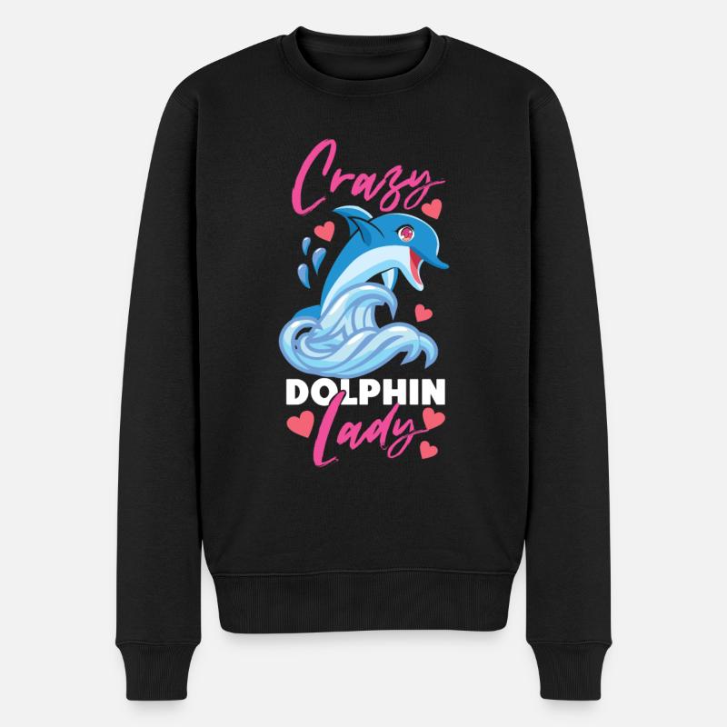 Dolphin Crazy Dolphin Lady - Männer Premium Bio Pullover - Schwarz