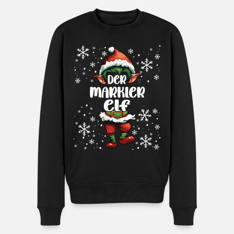 Weihnachtsoutfit Makler Elf Wichtel - Männer Premium Bio Pullover - Schwarz