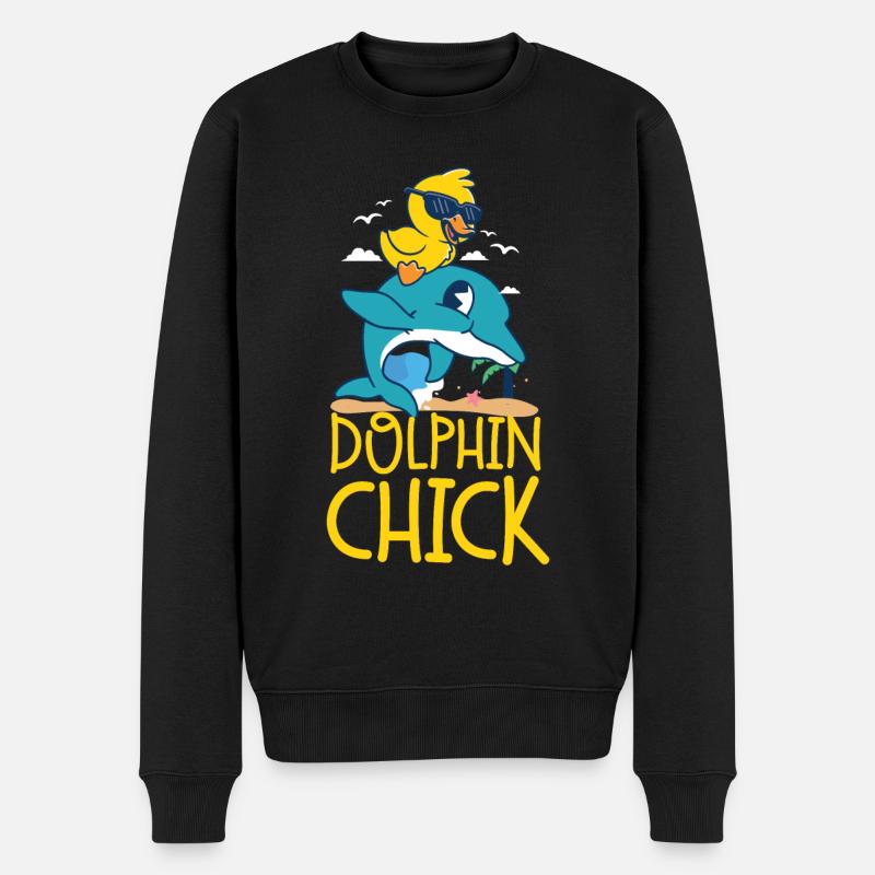 Dolphin Chicken Dolphin Chick - Männer Premium Bio Pullover - Schwarz
